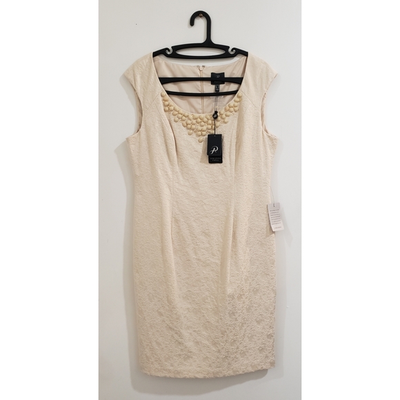 Adriana Papell women's almond beaded neckline dress size 14 nwt - Picture 1 of 6